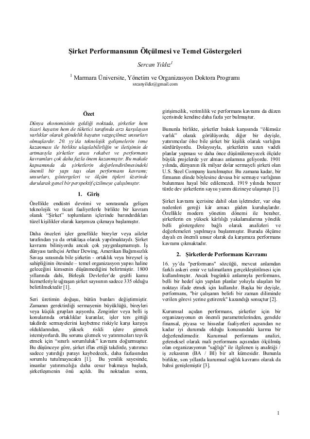 İşletmenin ticari faaliyet göstergeleri İşletmenin ticari faaliyet göstergeleri